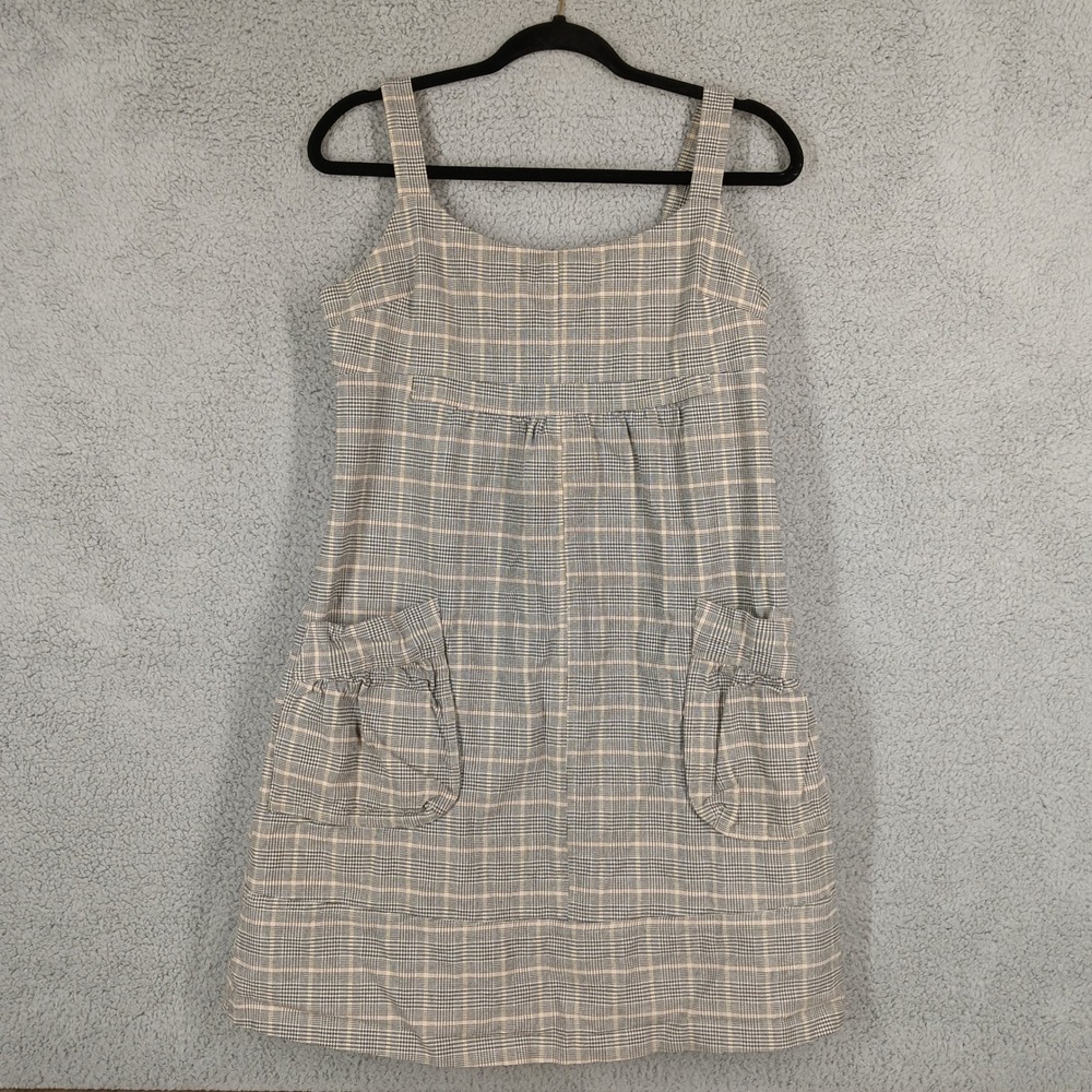 Walter Women's Medium Plaid Flannel Dress Pockets Sleeveless Casual Mini Dress